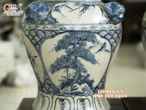 Đôi chóe men rạn cổ họa tiết Tứ Cảnh, 7L