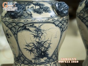 Đôi chóe men rạn cổ họa tiết Tứ Cảnh, 7L