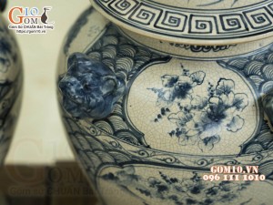 Đôi chóe men rạn cổ họa tiết Tứ Cảnh, 7L