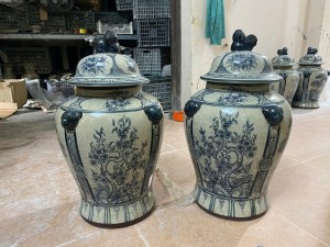 Đôi chóe men rạn cổ vẽ tứ cảnh, 25 lít