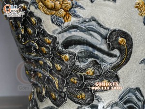 Đôi choé men rạn đắp nổi Công Đào Phú Quý cao cấp, 50L