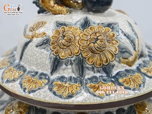 Đôi chóe men rạn đắp nổi kênh đuôi Công Đào cao cấp, 25L