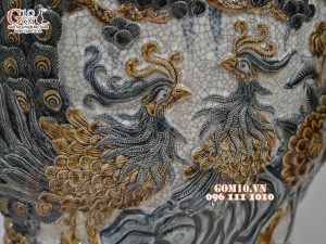 Đôi chóe men rạn đắp nổi kênh đuôi Công Đào cao cấp, 25L