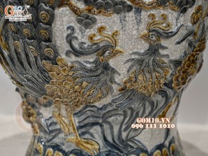 Đôi chóe men rạn đắp nổi kênh đuôi Công Đào cao cấp, 25L