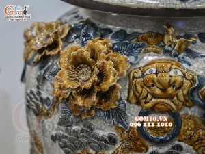 Đôi chóe men rạn đắp nổi kênh đuôi Công Đào cao cấp, 25L