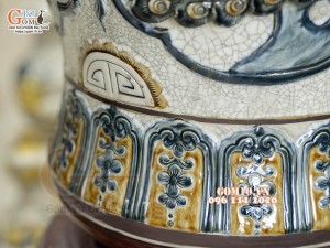 Đôi chóe men rạn đắp nổi tứ cảnh bốn mùa kênh, 50L