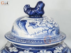 Đôi chóe men trắng vẽ Chép Sen tràm cổ, 30L