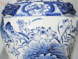 Đôi chóe men trắng vẽ Chép Sen tràm cổ, 30L