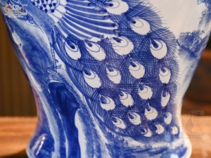 Đôi chóe men trắng vẽ Công Trúc Sơn Thủy, 15L