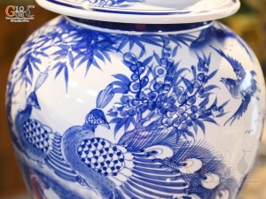 Đôi chóe men trắng vẽ Công Trúc Sơn Thủy, 15L