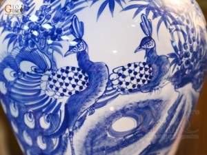 Đôi chóe men trắng vẽ Công Trúc Sơn Thủy, 15L