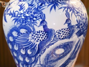 Đôi chóe men trắng vẽ Công Trúc Sơn Thủy, 15L