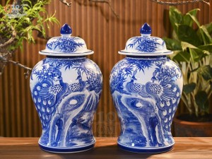 Đôi chóe men trắng vẽ Công Trúc Sơn Thủy, 15L