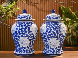 Đôi chóe men trắng vẽ hoa Phù Dung, 20L