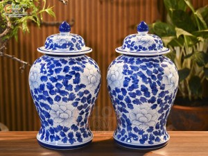 Đôi chóe men trắng vẽ hoa Phù Dung, 20L