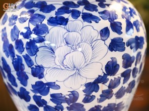 Đôi chóe men trắng vẽ hoa Phù Dung, 20L