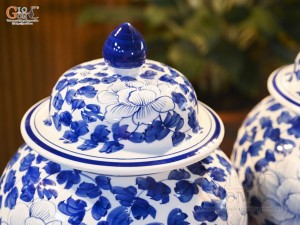 Đôi chóe men trắng vẽ hoa Phù Dung, 20L