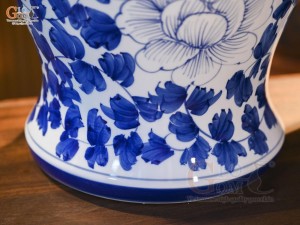 Đôi chóe men trắng vẽ hoa Phù Dung, 20L