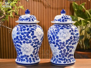 Đôi chóe men trắng vẽ hoa Phù Dung, 20L