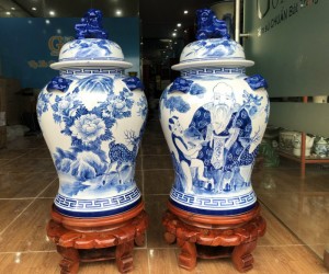 Đôi chóe men trắng vẽ Lộc Thọ, 30L 