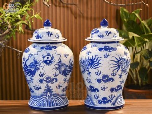 Đôi chóe men trắng vẽ Long Phụng, 30L