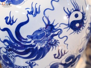 Đôi chóe men trắng vẽ Long Phụng, 30L