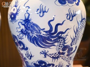 Đôi chóe men trắng vẽ Long Phụng, 30L