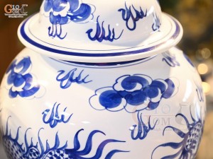 Đôi chóe men trắng vẽ Long Phụng, 30L