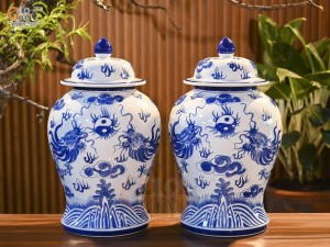 Đôi chóe men trắng vẽ Long Phụng, 30L