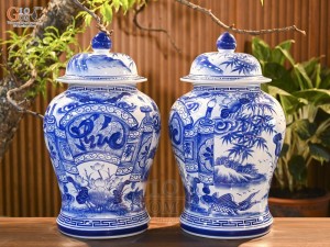 Đôi chóe men trắng vẽ Phúc Đức, 30L