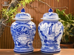 Đôi chóe men trắng vẽ Phúc Đức, 30L