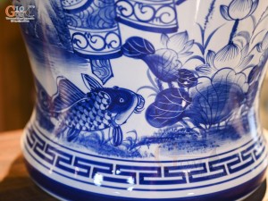 Đôi chóe men trắng vẽ Phúc Đức, 30L