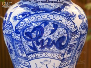 Đôi chóe men trắng vẽ Phúc Đức, 30L