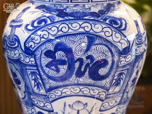 Đôi chóe men trắng vẽ Phúc Đức, 30L