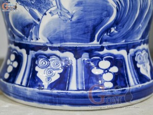 Đôi chóe men trắng vẽ Trĩ Đào phú quý xanh lam, 30L