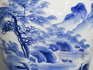 Đôi chóe men trắng vẽ Trĩ Đào phú quý xanh lam, 30L