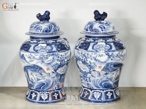 Đôi chóe men trắng vẽ Trĩ Đào phú quý tràm cổ, 30L