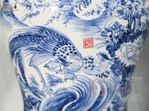 Đôi chóe men trắng vẽ Trĩ Đào phú quý tràm cổ, 30L