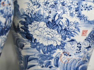 Đôi chóe men trắng vẽ Trĩ Đào phú quý tràm cổ, 30L