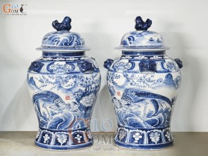 Đôi chóe men trắng vẽ Trĩ Đào phú quý tràm cổ, 30L