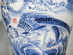 Đôi chóe men trắng vẽ Trĩ Đào phú quý tràm cổ, 30L