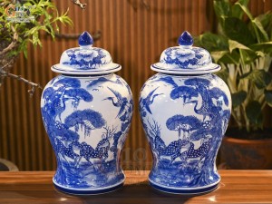 Đôi chóe men trắng vẽ Tùng Hạc Trường Xuân, 20L