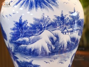 Đôi chóe men trắng vẽ Tùng Hạc Trường Xuân, 20L