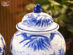 Đôi chóe men trắng vẽ Tùng Hạc Trường Xuân, 20L