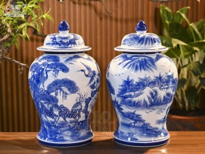 Đôi chóe men trắng vẽ Tùng Hạc Trường Xuân, 20L