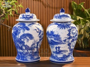 Đôi chóe men trắng vẽ Tùng Hạc Trường Xuân, 20L