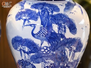 Đôi chóe men trắng vẽ Tùng Hạc Trường Xuân, 20L