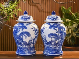 Đôi chóe men trắng vẽ Tùng Hạc Trường Xuân, 20L