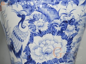 Đôi chóe men trắng vẽ Tùng Hạc xanh lam, 30L