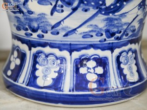 Đôi chóe men trắng vẽ Tùng Lộc xanh lam, 30L